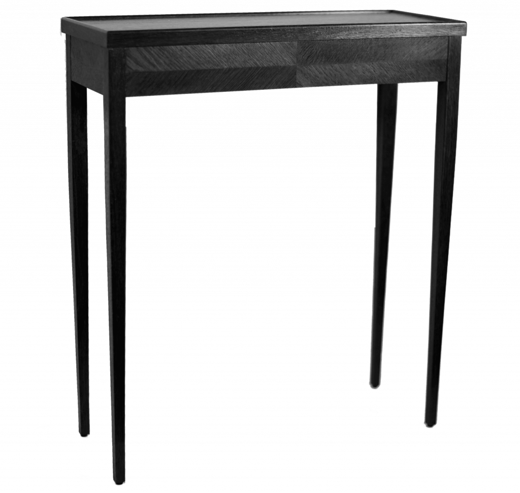 Petite table de rechargement connectee en bois et placage en chêne noire